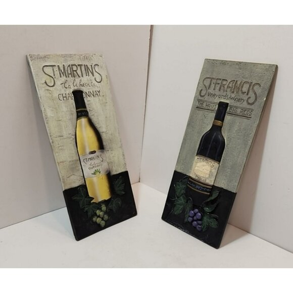 Ceramic 3D Wine Bottle Wall Decor St Martins & St Francis Yellow Black Purple - Picture 1 of 14